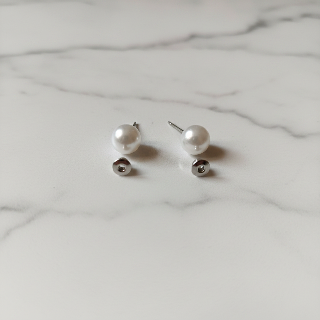Gyöngy stud fülbevaló pár – márvány
