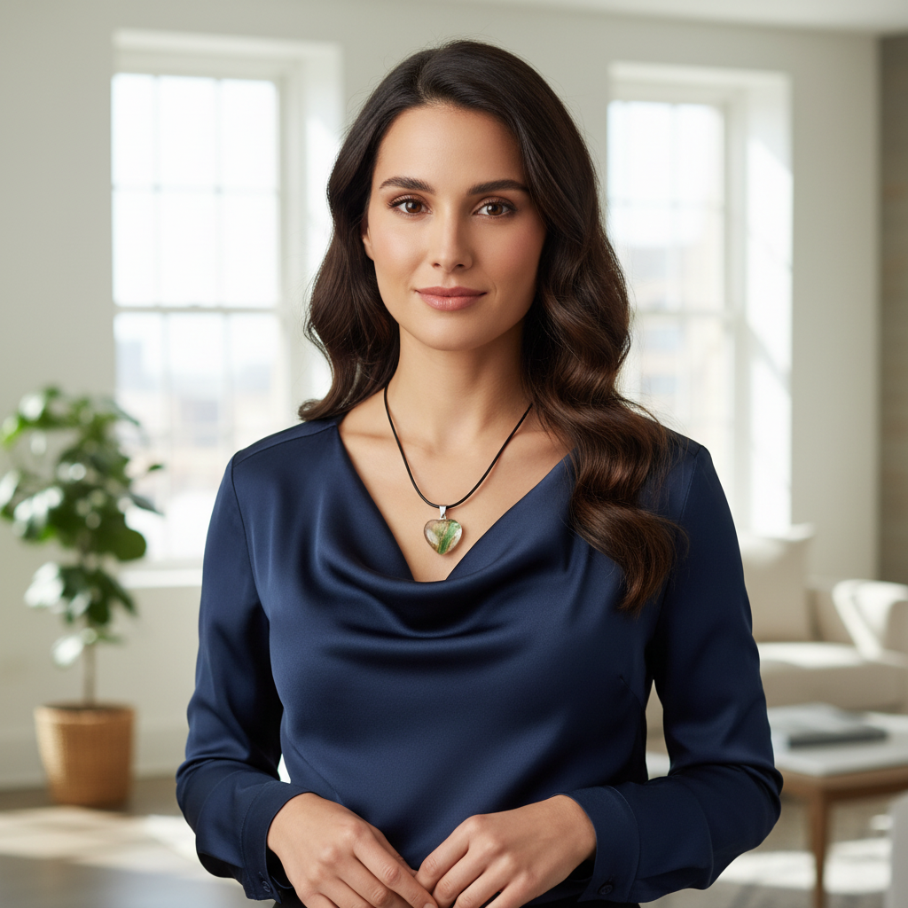 Átlátszó-zöldes szív medálos nyaklánc